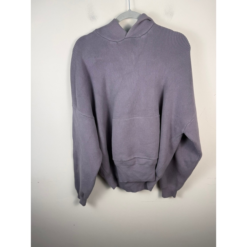 Alo Yoga Scholar Hooded Sweater Oversized Ribbed Knit Hoodie Mauve Purple